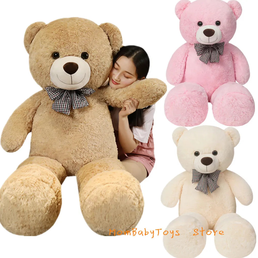 Giant 105/130cm Soft Teddy Bear Plush Toys White&Pink&Brown Bear Super Big Hugging Pillow Animal Cushion Children Birthday Gift