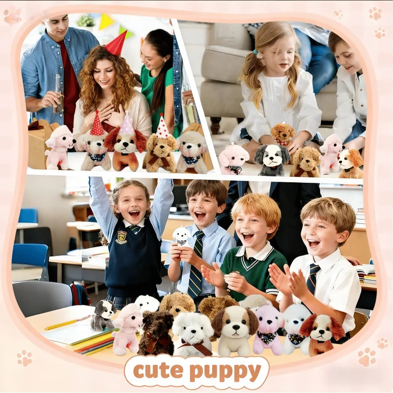 12/20/24 Sets 4.7Inch Adopt A Puppy Party Favor Teddy Puppy Stuffed Animal Toy With Mini Hat Puppy House For Birthday Party Gift